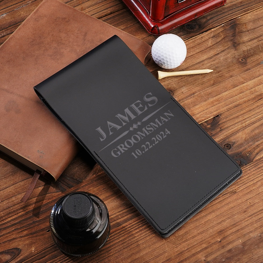 Personalized PU Leather Golf Scorecard Holder Anniversary Birthday Gift for Man Golf Lover