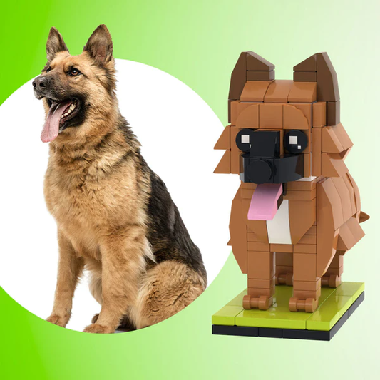 Fully Body Customizable German Shepherd 1 Dog Photo Custom Brick Figures Small Particle Block Brick Me Figures Customized German Shepherd