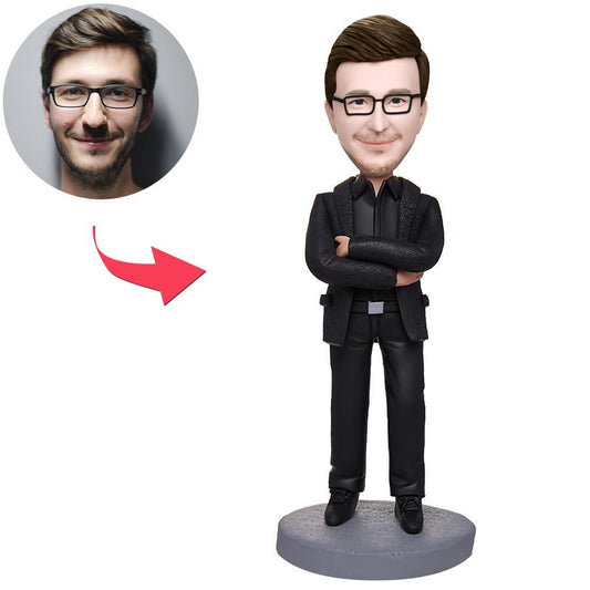 Boss With Arms Folded Custom Engraved Text Bobbleheads