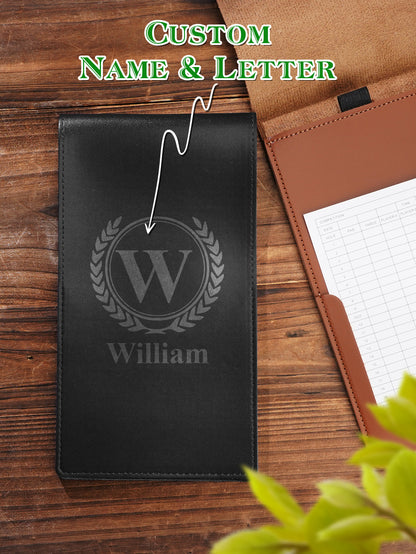 Personalized PU Leather Golf Scorecard Holder Anniversary Birthday Gift for Man Golf Lover