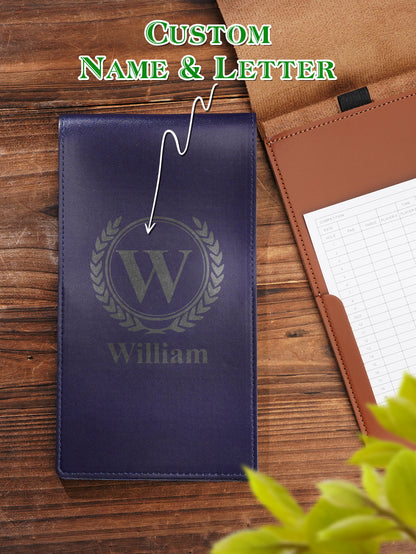 Personalized PU Leather Golf Scorecard Holder Anniversary Birthday Gift for Man Golf Lover
