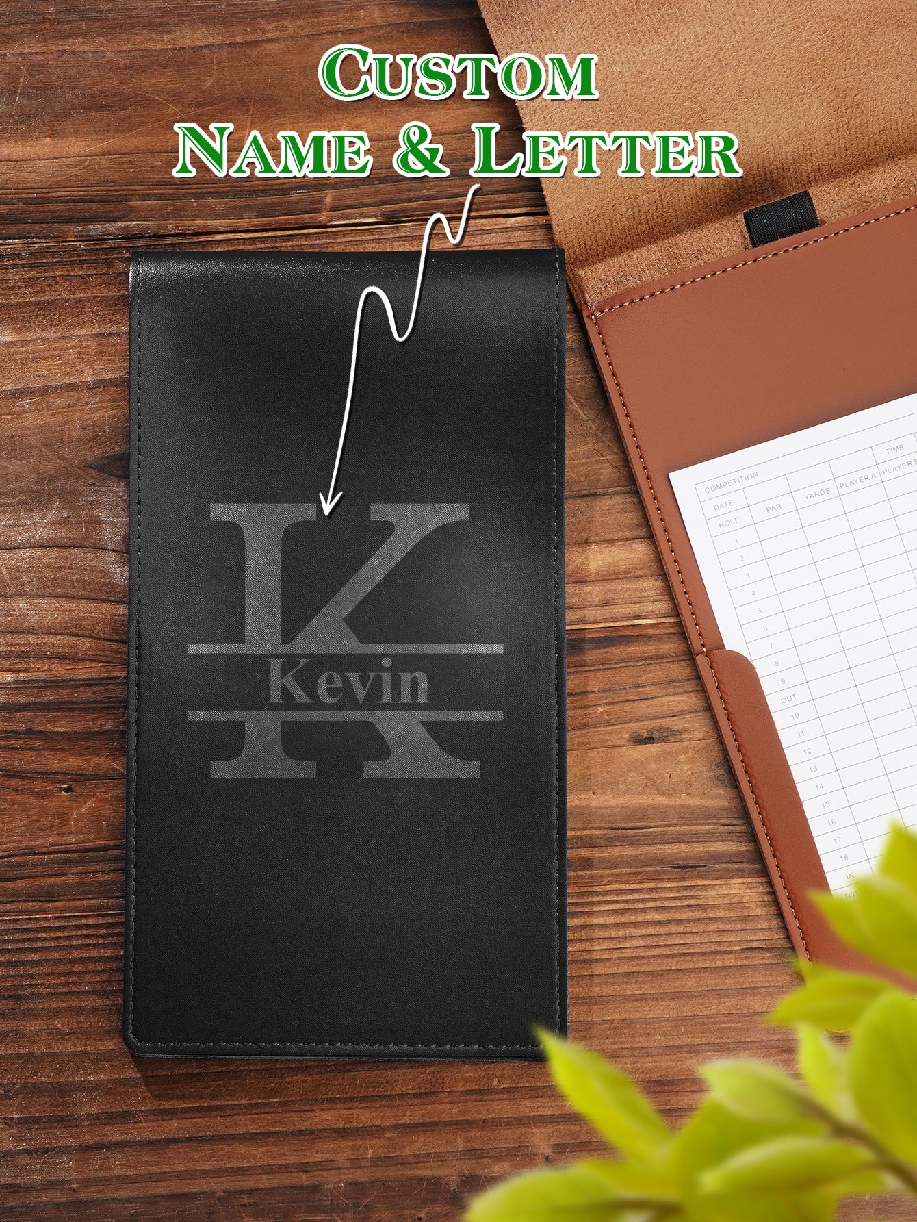 Personalized PU Leather Golf Scorecard Holder Anniversary Birthday Gift for Man Golf Lover