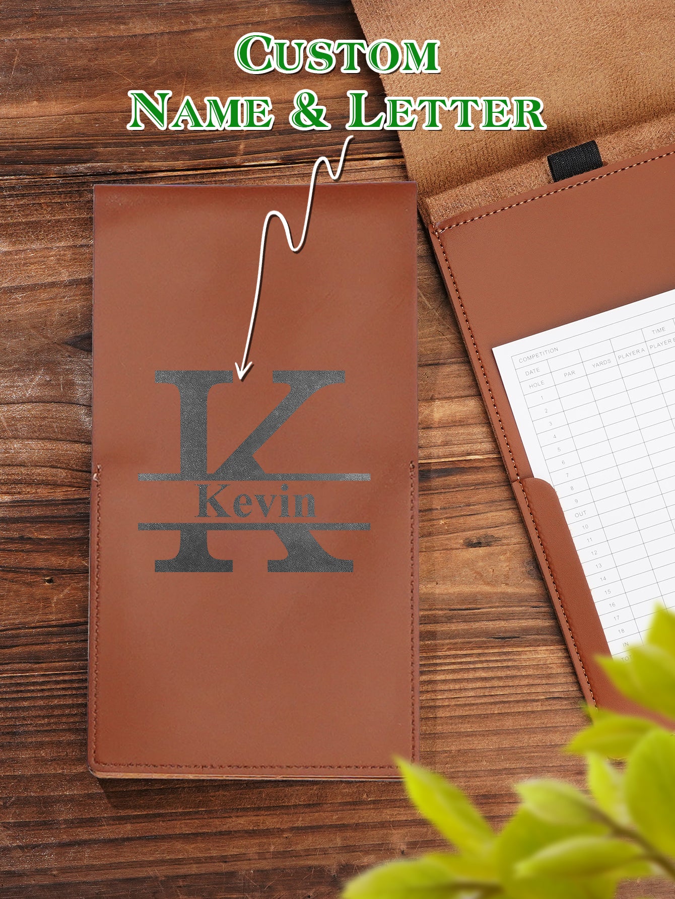 Personalized PU Leather Golf Scorecard Holder Anniversary Birthday Gift for Man Golf Lover