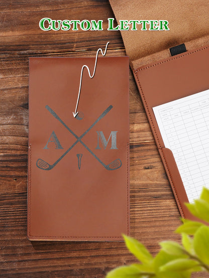 Personalized PU Leather Golf Scorecard Holder Anniversary Birthday Gift for Man Golf Lover