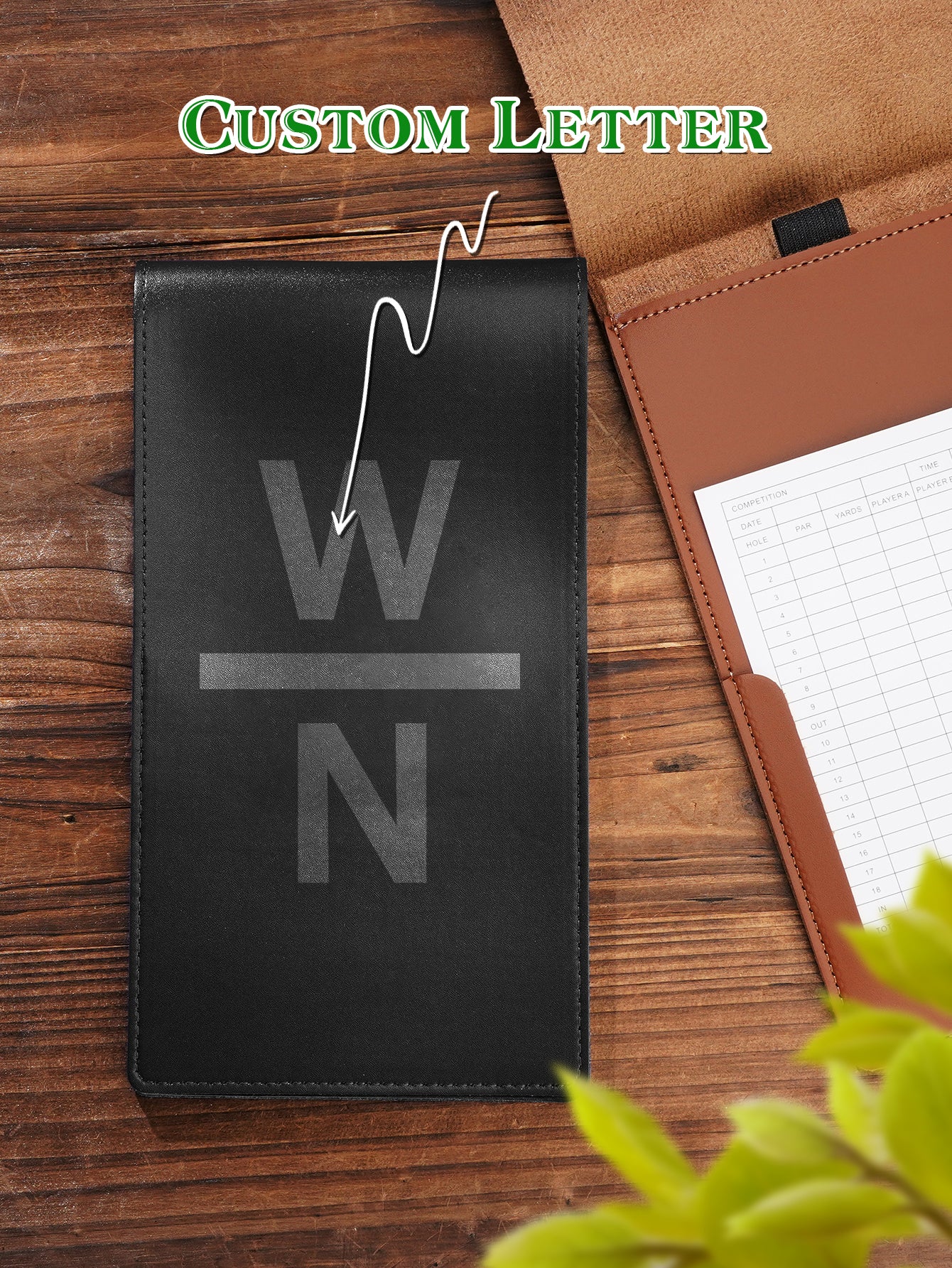 Personalized PU Leather Golf Scorecard Holder Anniversary Birthday Gift for Man Golf Lover