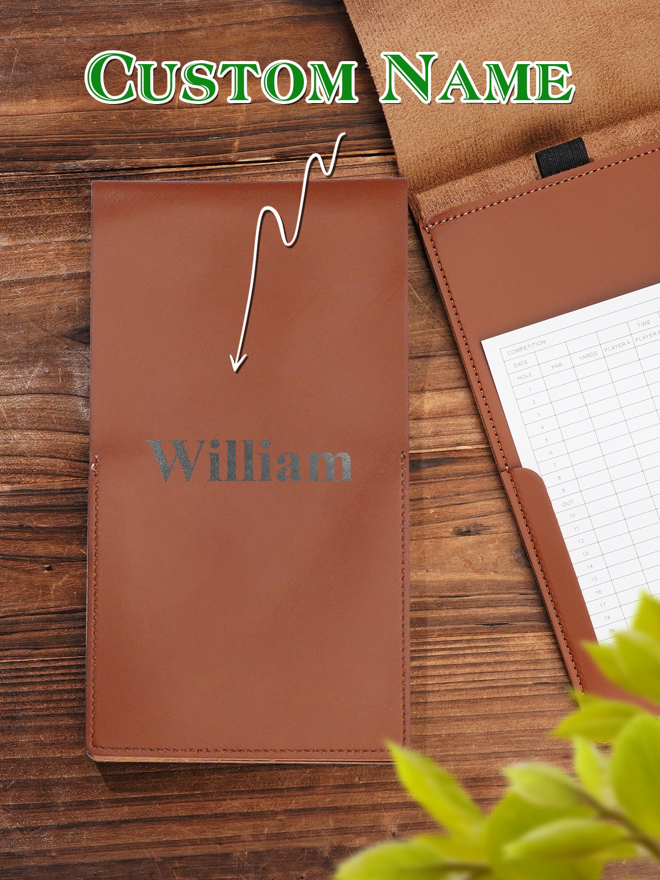 Personalized PU Leather Golf Scorecard Holder Anniversary Birthday Gift for Man Golf Lover