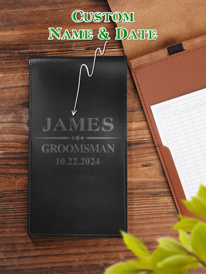 Personalized PU Leather Golf Scorecard Holder Anniversary Birthday Gift for Man Golf Lover