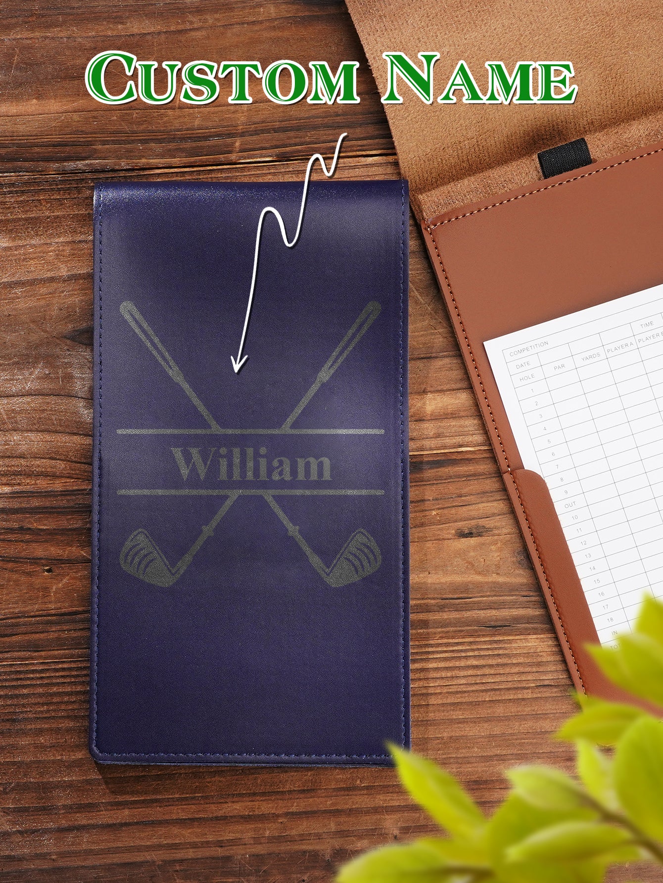 Personalized PU Leather Golf Scorecard Holder Anniversary Birthday Gift for Man Golf Lover