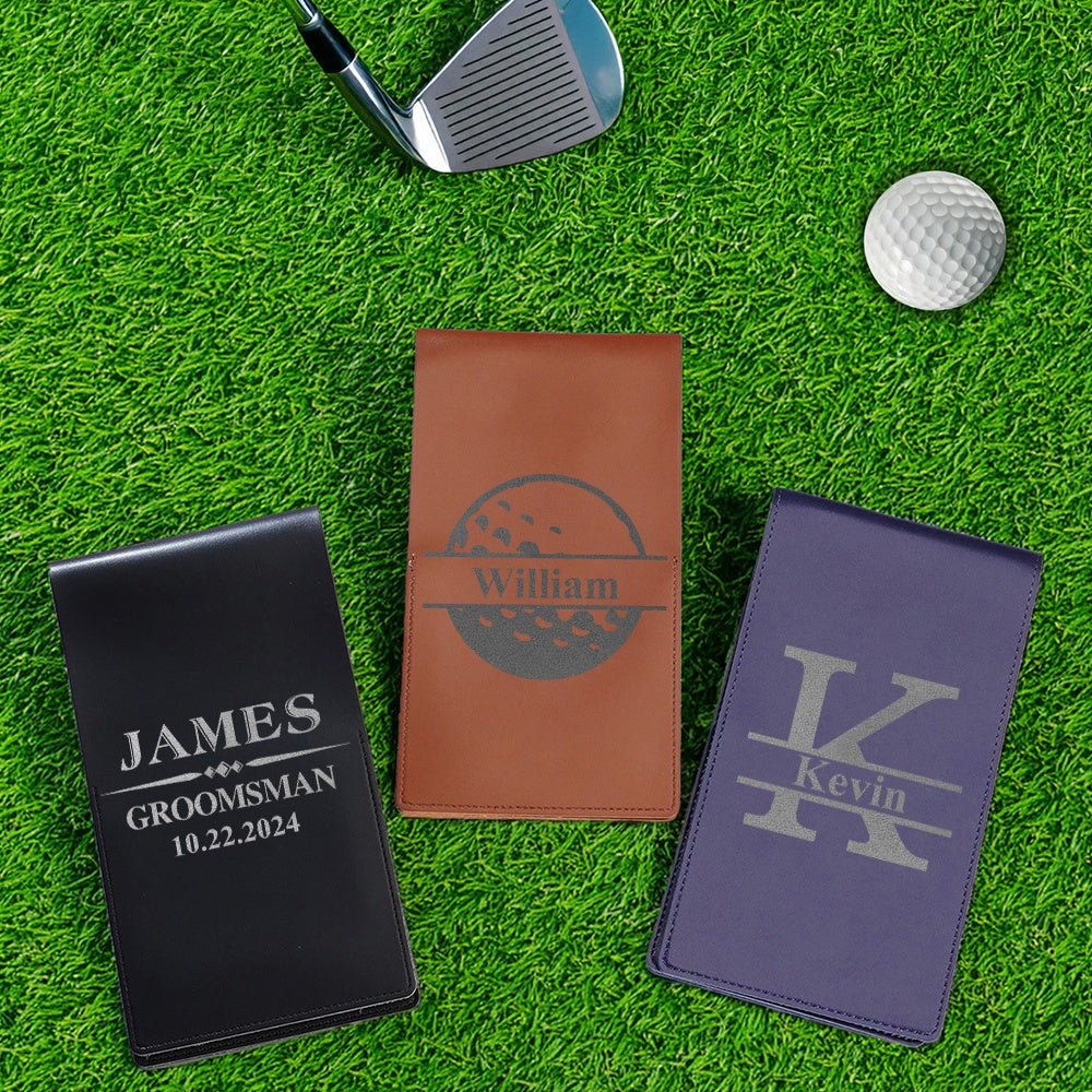 Personalized PU Leather Golf Scorecard Holder Anniversary Birthday Gift for Man Golf Lover