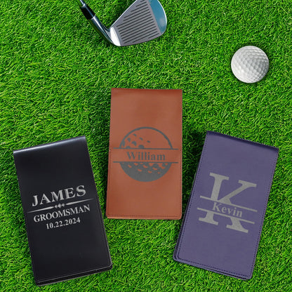 Personalized PU Leather Golf Scorecard Holder Anniversary Birthday Gift for Man Golf Lover