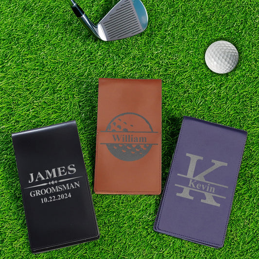 Personalized PU Leather Golf Scorecard Holder Anniversary Birthday Gift for Man Golf Lover